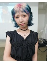 レコ 渋谷(LECO)&nbsp;デザインルーツペールピンクネイビーブルーレイヤーボブ