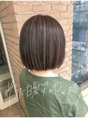 ナチュラルな脱白髪染めハイライト
