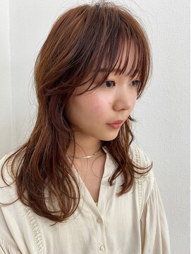 グリーン(green) お顔周りがかわいいミディアムレイヤーstyle bymisaki