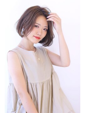 オーロ 宝塚店(ORO) 20代30代40代50代斜めバング前髪ピンクベージュマチルダボブ