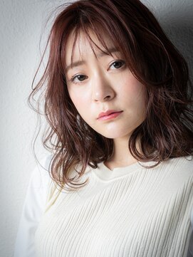 カバーヘア ブリス 北浦和(COVER HAIR bliss) ベビーピンクくせ毛風カールエアリーミディw北浦和20代30代40代