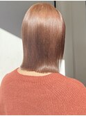 ダブルカラー//オレンジブラウン//切りっぱなしボブ//美髪