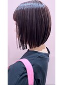 切りっぱなしボブ/ハイライト/ラベンダーベージュ