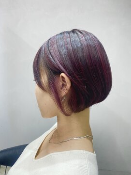 エトラ 渋谷店(etora) 丸みショートボブディ　チェリーピンクハイライト