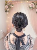 シニヨン アップヘア ヘアセット ミディアムヘア