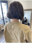 大人可愛いナチュラルボブウェーブパーマ くすみカラー 20代30代