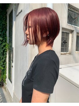 チクロ(ticro) 【チクロ】前下がりショートボブ レッドブラウン