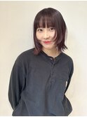 ダブルカラー バレイヤージュ ピンクバイオレット レイヤーボブ