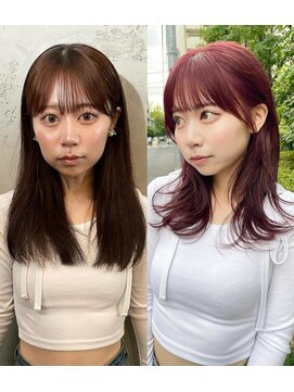 ノラ ヘアーサロン(NORA HAIR SALON) ナチュラル小顔前髪あり後れ毛サイドバング結べるボブくびれヘア