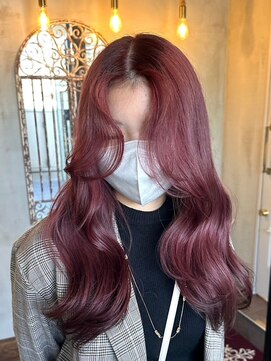 エンター 天神店(ENTER) 暖色カラー/チェリーピンク/ツヤ髪/ロングレイヤー/ENTER 天神店