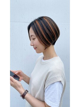 ブロッサム 東中野店 40代30代◎白髪ぼかしハイライト×丸みボブ
