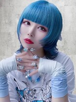 Voyage Nike 池袋【ケアブリーチ/ダブルカラー/インナーカラー/髪質改善】&nbsp;ショートウルフ/インナーカラー/ネイビーブルー/アクアブルー