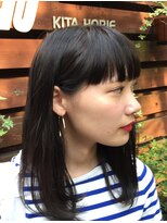 マッシュ 北堀江(MASHU) ワイドバングのセミロングスタイル サエキ