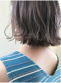 ☆透け感アッシュ×シースルー切りっぱなしボブ