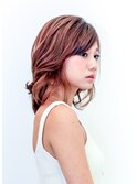 大人かわいいピンクグレージュセミディ