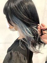 スタンス(stance) ホワイトピンク×スカイブルーのインナーで遊ばせセミロング♪