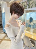 ショート×ハイライト白髪ぼかし×マチルダボブ[心斎橋]