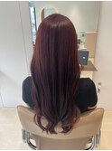 韓国風＊深みレッドカラー艶髪ロングレイヤー10代20代30代