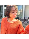 伸ばしかけショートボブ×ベージュカラー×シースルー