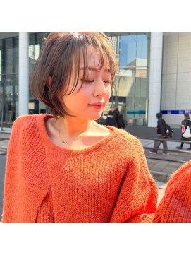 ワン バイ ジエクト(One by The Ect) 伸ばしかけショートボブ×ベージュカラー×シースルー