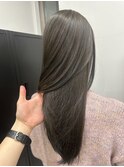 韓国顔まわりレイヤーカットグレージュオリーブベージュブラウン