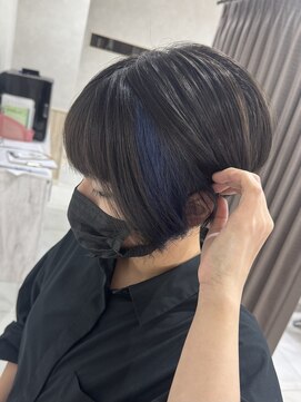 グランデュール 焼津店(GRANDEUR) イヤリングカラーブルー インナーカラーブルー ケアブリーチ