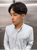 センターパートニュアンスパーマ