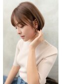 大人かわいい前髪セシルカットココアブラウンフリンジウェーブ