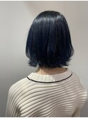 コリアンブルー　レイヤーボブ　ネイビーブルー