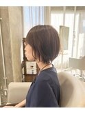 大人ショートヘアイルミナカラーグレーベージュ