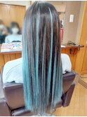水色メッシュ 水色バレイヤージュ