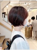大人ガーリーショートボブチョコレートプリカールモードヘア横浜