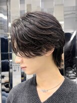 メンズヘアセンス 渋谷(MEN'S HAIR SENSE) センターパート カルマパーマ アッシュブラック 渋谷