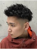 短髪パーマツイストスパイラルパーマフェードスパイキーショート