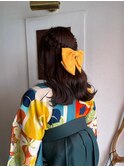 編み込みリボンハーフアップ卒業式 袴 前撮り