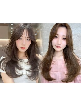 顔周り/前髪の繊細なカットで必ず似合うスタイルを。ケアブリーチ/ブリーチなしダブルカラーが人気[池袋]