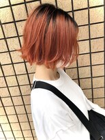 salon de MiLK 札幌大通店【サロン ド ミルク】 根元が伸びても気にならないグラデーションオレンジカッパーボブ