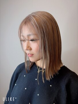 クレヨン ケース(Crayon case) ハイトーンカラー×透明感×シースルーバング切りっぱなしミディ