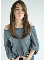 まとまりのあるロングヘア【ワイドバングモーブカラー】