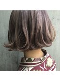 Acottoワンレンボブとラベンダーベージュカラー