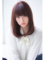 【東 純平】大人かわいい ストレートミディ×ピンクベージュ