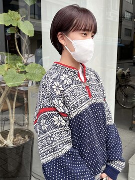 ヘアー アイス ルーチェ(HAIR ICI LUCE) ワインレッドワイドバングショート/落合