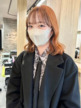 サンド 表参道(sand) オレンジベージュインナーカラーハイトーンブリーチ表参道