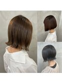 ぱつっと切りっぱなし×外ハネミディボブ