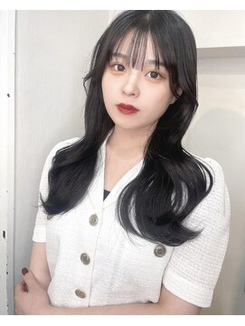 リコバイアフロート(riko by afloat) レイヤーロング/アッシュブラック/顔まわりカット/韓国ヘア