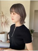 ハイトーン　ボブ　バレイヤージュ　ホワイトグレージュ