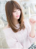 前下がりグレーベージュ小顔エアストレート20代30代40代