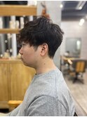 【soy-kufu】MEN'S HAIRアッシュブラックマッシュパーマ