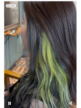 ルポヘアー(Repos Hair) インナー×ライムイエローとグレー