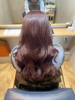 ネウィ 大分中央町店(newi)&nbsp;艶感ボルドーカラーロングゆる巻き大人可愛い透明感カラー